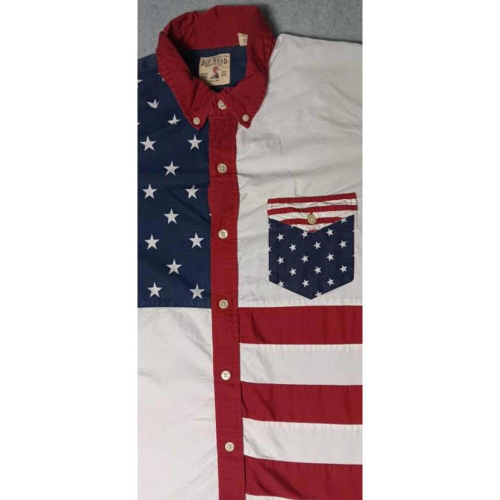 Redhead Short Sleeve Button Down Shirt Mens Size Large American Flag Patriot... - Picture 4 of 11